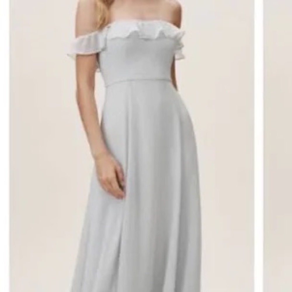 BHLDN Off-Shoulder Light Gray Dress